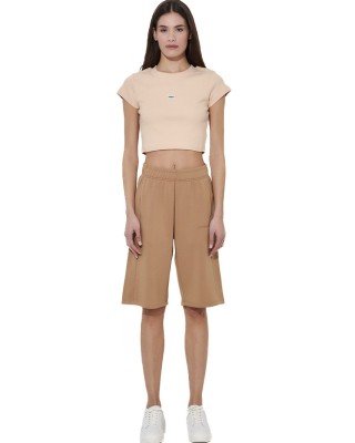 Body Action W Wide-Leg Bermuda Short Γυναικεία Βερμούδα Καφέ
