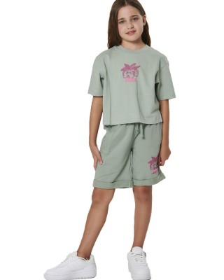 Body Action G French Terry Bermuda Short Παιδική Βερμούδα Πράσινη