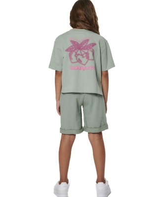 Body Action G French Terry Bermuda Short Παιδική Βερμούδα Πράσινη
