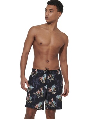 Body Action M Allover Printed Swim Short Ανδρικό Μαγιό Μαύρο