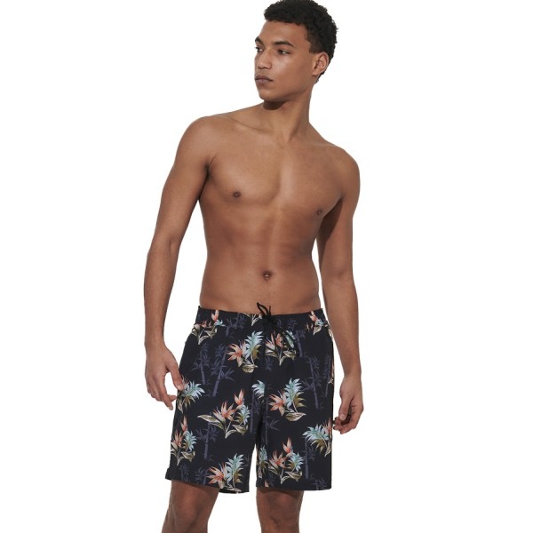 Body Action M Allover Printed Swim Short Ανδρικό Μαγιό Μαύρο