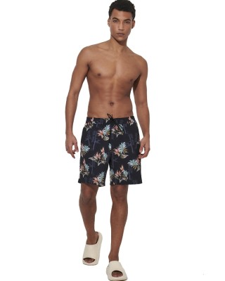 Body Action M Allover Printed Swim Short Ανδρικό Μαγιό Μαύρο
