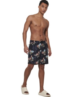 Body Action M Allover Printed Swim Short Ανδρικό Μαγιό Μαύρο