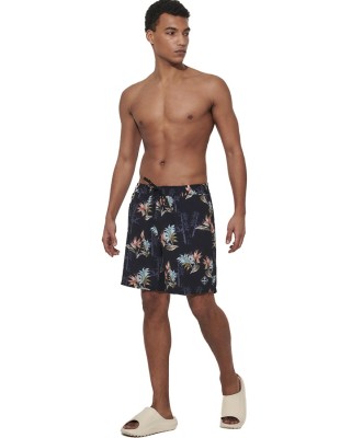 Body Action M Allover Printed Swim Short Ανδρικό Μαγιό Μαύρο
