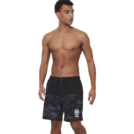 Body Action M Colorblock Swim Short Ανδρικό Μαγιό Μαύρο