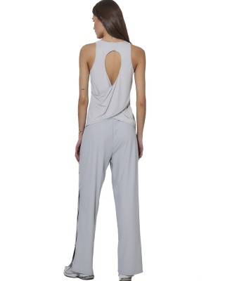 Body Action W Cross-Back Yoga Top Γυναικείο Αμάνικο Γκρι