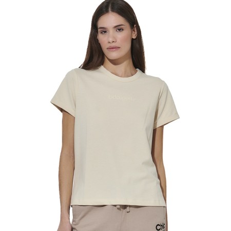 Body Action W Relaxed Fit Tech Pique Γυναικείο T-Shirt Μπεζ