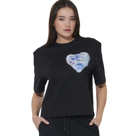 Body Action W Relaxed Fit Mercerised Γυναικείο T-Shirt Μαύρο