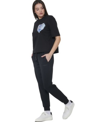 Body Action W Relaxed Fit Mercerised Γυναικείο T-Shirt Μαύρο