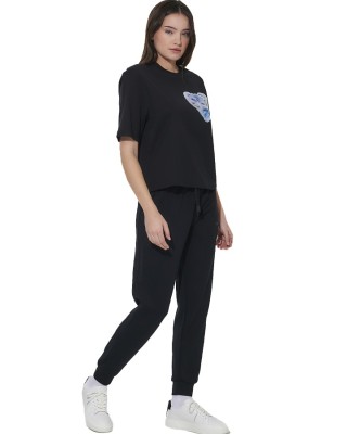Body Action W Relaxed Fit Mercerised Γυναικείο T-Shirt Μαύρο