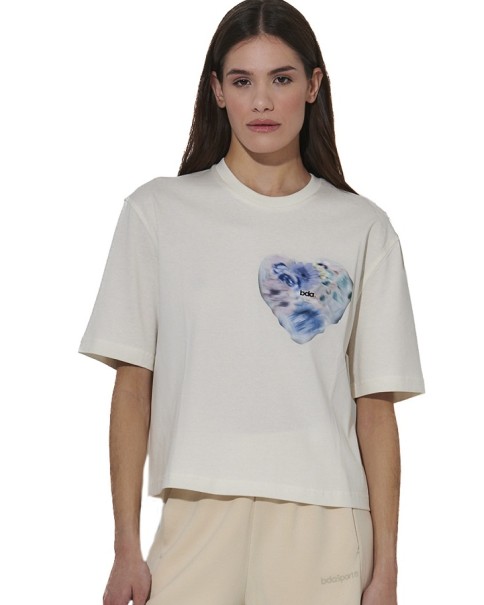 Body Action W Relaxed Fit Mercerised Γυναικείο T-Shirt Μπεζ