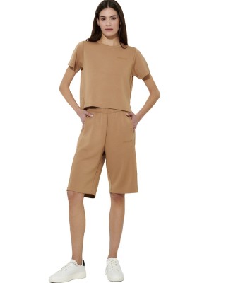 Body Action W Modal Straight-Cut Γυναικείο T-Shirt Καφέ