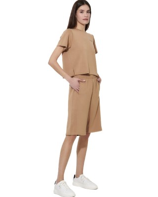 Body Action W Modal Straight-Cut Γυναικείο T-Shirt Καφέ