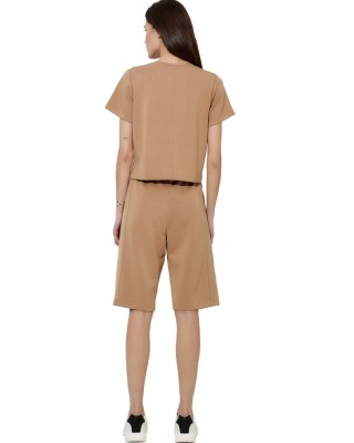 Body Action W Modal Straight-Cut Γυναικείο T-Shirt Καφέ
