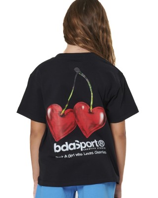 Body Action G Floral Print Παιδικό T-Shirt Μαύρο