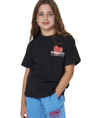 Body Action G Floral Print Παιδικό T-Shirt Μαύρο