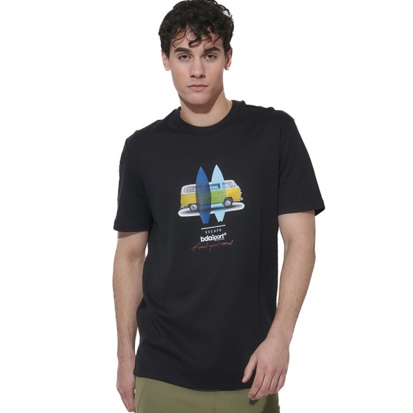 Body Action M Regular Fit Mercerised Ανδρικό T-Shirt Μαύρο