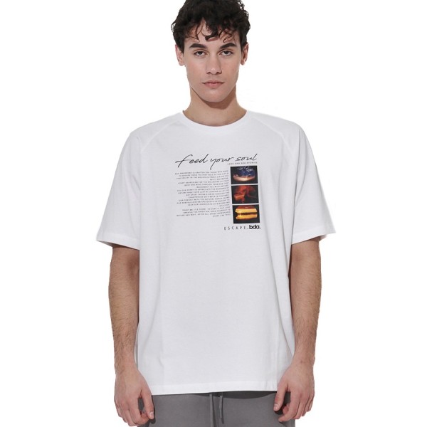 Body Action M Short Sleeve Front Graphic Ανδρικό T-Shirt Λευκό