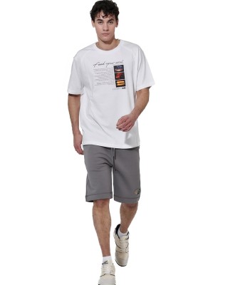 Body Action M Short Sleeve Front Graphic Ανδρικό T-Shirt Λευκό