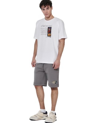 Body Action M Short Sleeve Front Graphic Ανδρικό T-Shirt Λευκό