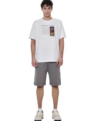 Body Action M Short Sleeve Front Graphic Ανδρικό T-Shirt Λευκό