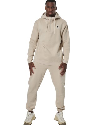 Body Action Half-Zip Hooded Sweatshirt Μπεζ Ανδρική Μπλούζα 