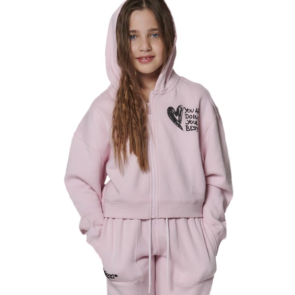 Body Action Hooded Ροζ Παιδική Ζακέτα