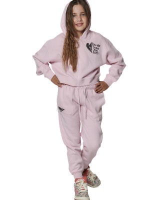Body Action Hooded Ροζ Παιδική Ζακέτα