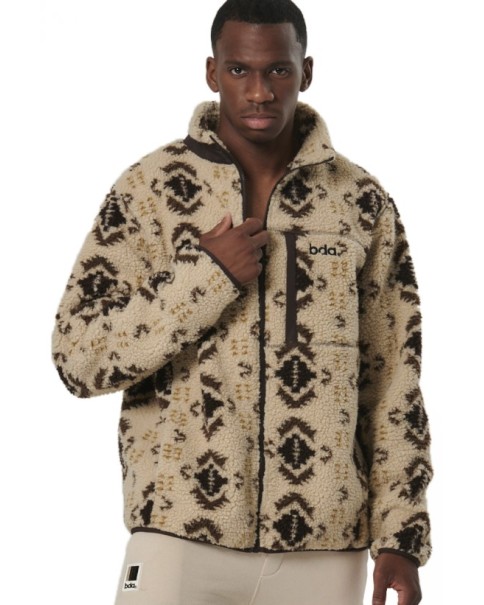 Body Action Printed Sherpa-Fleece Jacket Ανδρική Ζακέτα Εκρου Body Action Printed Sherpa-Fleece Jacket Ανδρική Ζακέτα Εκρου