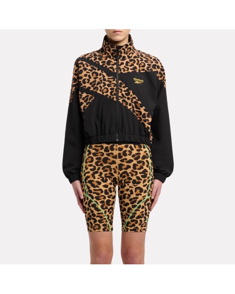Reebok Animal Print Vector Γυναικείο Μπουφάν Μαύρο