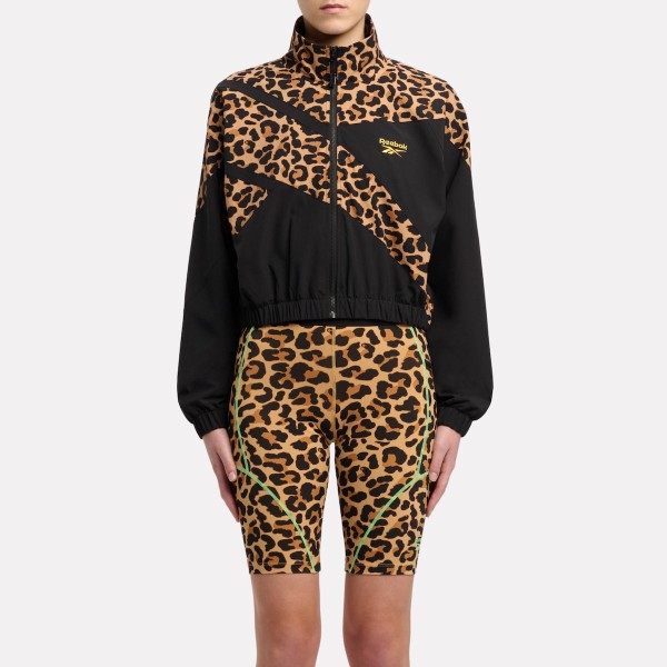 Reebok Animal Print Vector Γυναικείο Μπουφάν Μαύρο