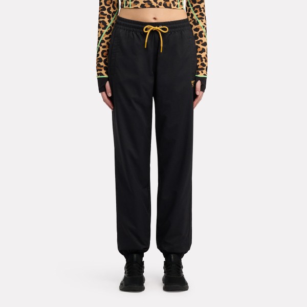 Reebok Animal Print Vector Track Pant Γυναικείο Παντελόνι Μαύρο