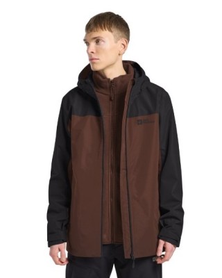 Jack Wolfskin Taubenberg 3In1 Jkt M Dark Brown Ανδρικό Μπουφάν