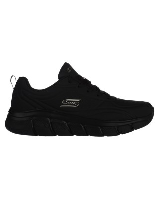 Skechers Bobs B Flex Debossed Μαυρο Ανδρικό Παπούτσι Δέρμα / Συνθετικό Δέρμα