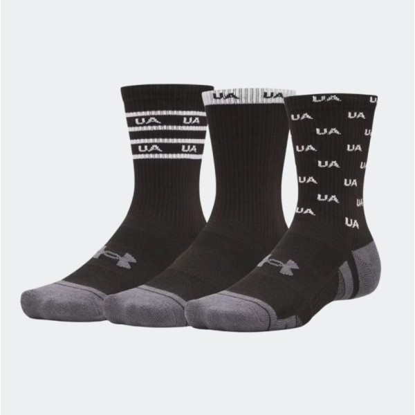 Under Armour Perf Tech Nov 3Pk Crew Κάλτσες Μαύρες Under Armour Perf Tech Nov 3Pk Crew Κάλτσες Μαύρες