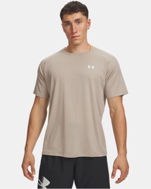 Under Armour Tech Textured Ss Ανδρικό T-Shirt Μπεζ Under Armour Tech Textured Ss Ανδρικό T-Shirt Μπεζ