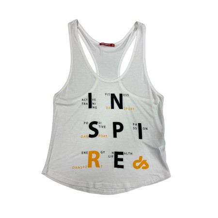 Dansport Γυναικείο Αμάνικο Μον/Μο Κοντό Λευκό