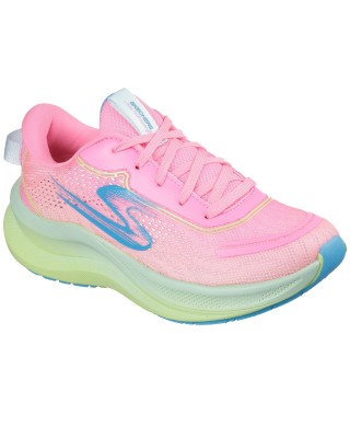 Skechers Max Cushioning Aura Speed Παιδικό Παπούτσι Ροζ Πράσινο