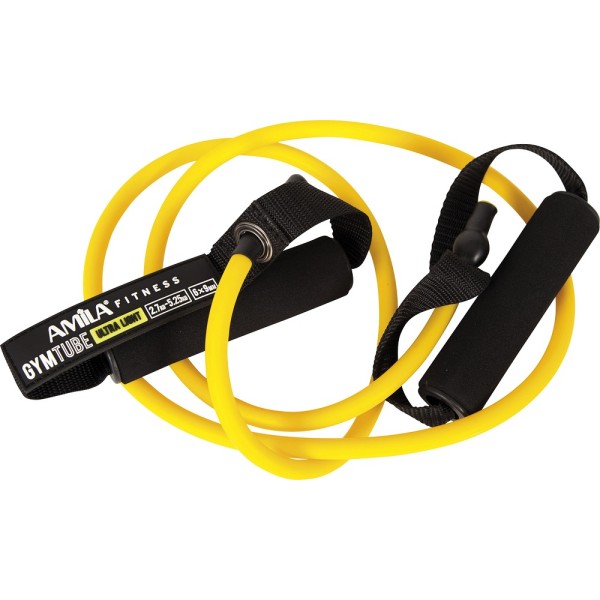 Amila Λάστιχο Gymtube Λαβή Σφουγγάρι 140Cm Ultra Light Κίτρινο