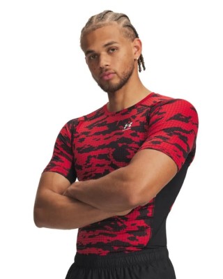 Under Armour Hg Printed Ss Ανδρικό T-Shirt Κόκκινο