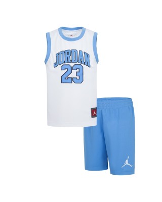 Jordan 23 Jersey Set Παιδικό Καλοκαιρινό Σετ Λευκό Σιελ