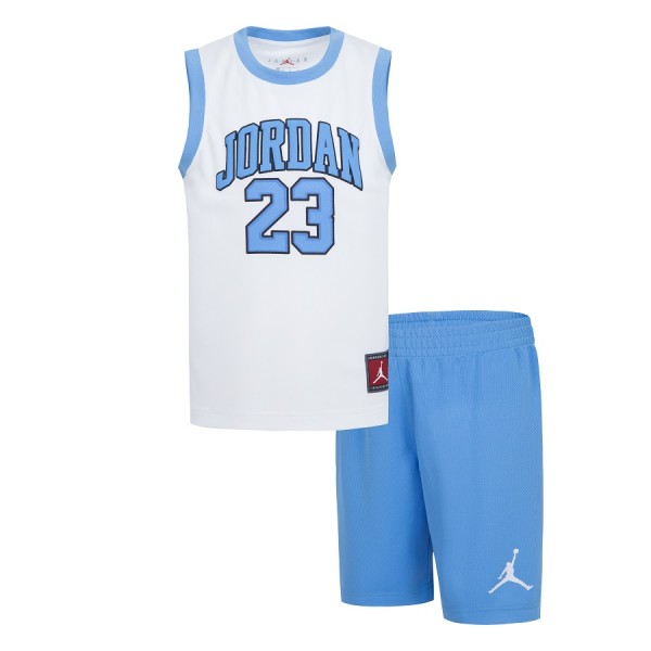 Jordan 23 Jersey Set Παιδικό Καλοκαιρινό Σετ Λευκό Σιελ