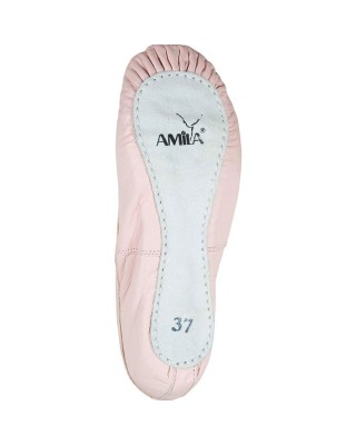 Amila Παπούτσια Μπαλέτου Δερμάτινα Σομόν