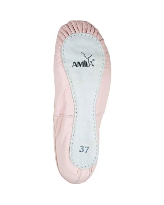 Amila Παπούτσια Μπαλέτου Δερμάτινα Σομόν No35