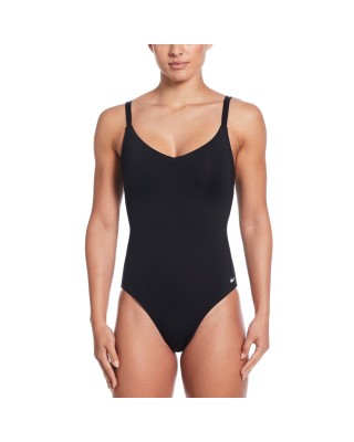 Nike V-Neck One Piece Γυναικείο Ολόσωμο Μαγιό Μαύρο