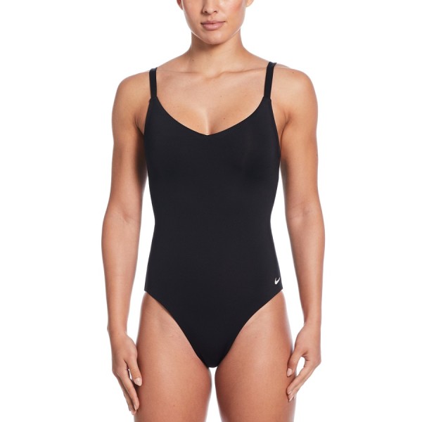 Nike V-Neck One Piece Γυναικείο Ολόσωμο Μαγιό Μαύρο