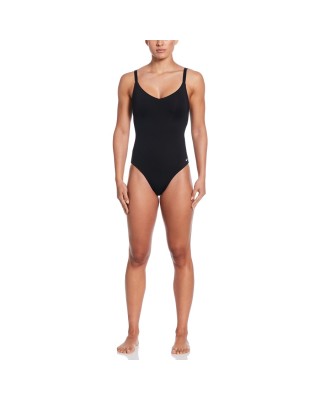 Nike V-Neck One Piece Γυναικείο Ολόσωμο Μαγιό Μαύρο