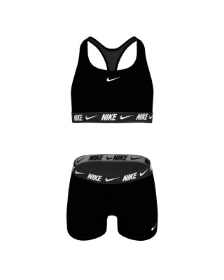 Nike Racerback Bikini & Short Set Παιδικό Μαγιό Μαύρο