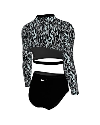 Nike Long Sleeve Crop Top Παιδικό Μαγιό Μαύρο