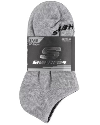 Skechers 3Pk Unisex Terry No Show Κάλτσα Γκρι